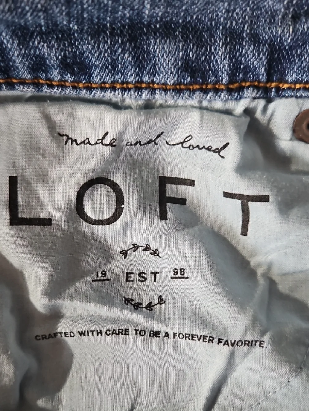 LOFT Medium Blue Straight-Leg Button Up Denim Jeans - Picture 4 of 5